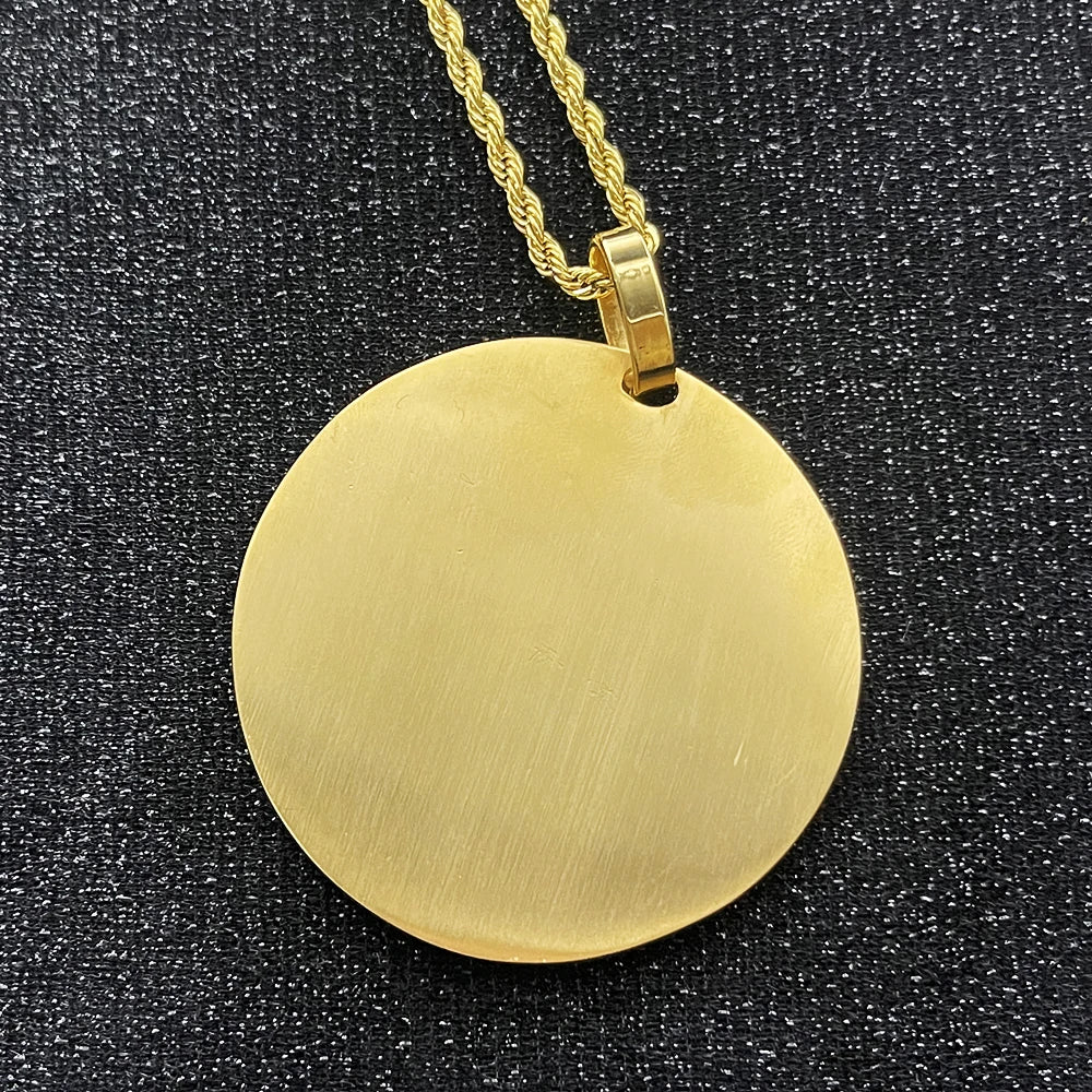 Last Supper Pendant Necklace — Big Jesus Rhinestone, Gold-Tone
