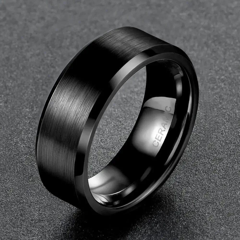 Kolmnsta 4/6/8mm Black Ceramic Ring Men Brushed Comfort Fit Couple Wedding Band Engagement Rings For Men Women Size 4-15 Anel