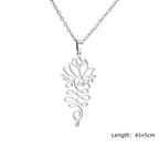 Unalome Lotus Flower Pendant Necklace — Stainless Steel Chain