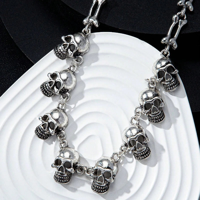 Layered Skull Choker Necklace — Gothic