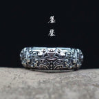 Retro Taotie Chinese Mythology Ring For Men Silver Color Punk Gothic Adjustable Ring Unisex Jewelry Accessories Gift