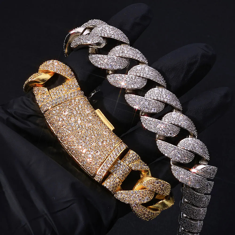 Iced Out Cuban Chain Necklace Stainless Steel 22MM