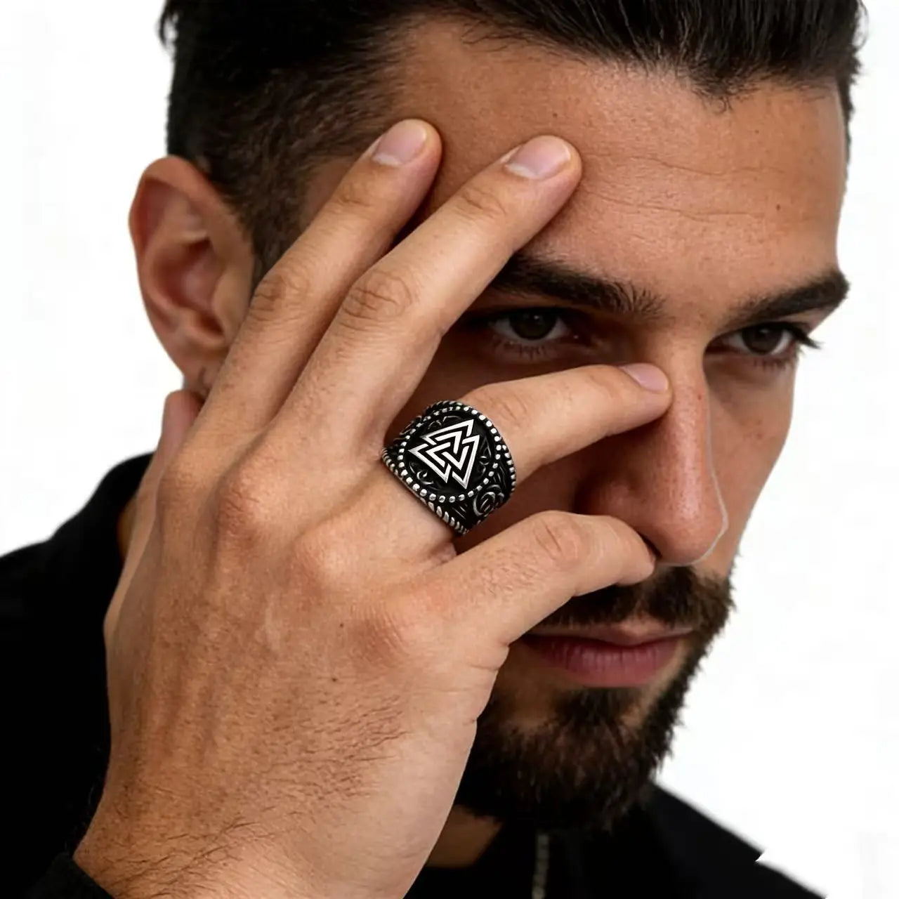 Odin Steel Ring 316L Nordic Runes Triangle