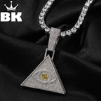 THE BLING KING Pyramid Horus Eyes Pendant Necklace Twist Chain Micro Paved Cubic Zirconia Gold Plated Mens Hip Hop Jewelry Gifts