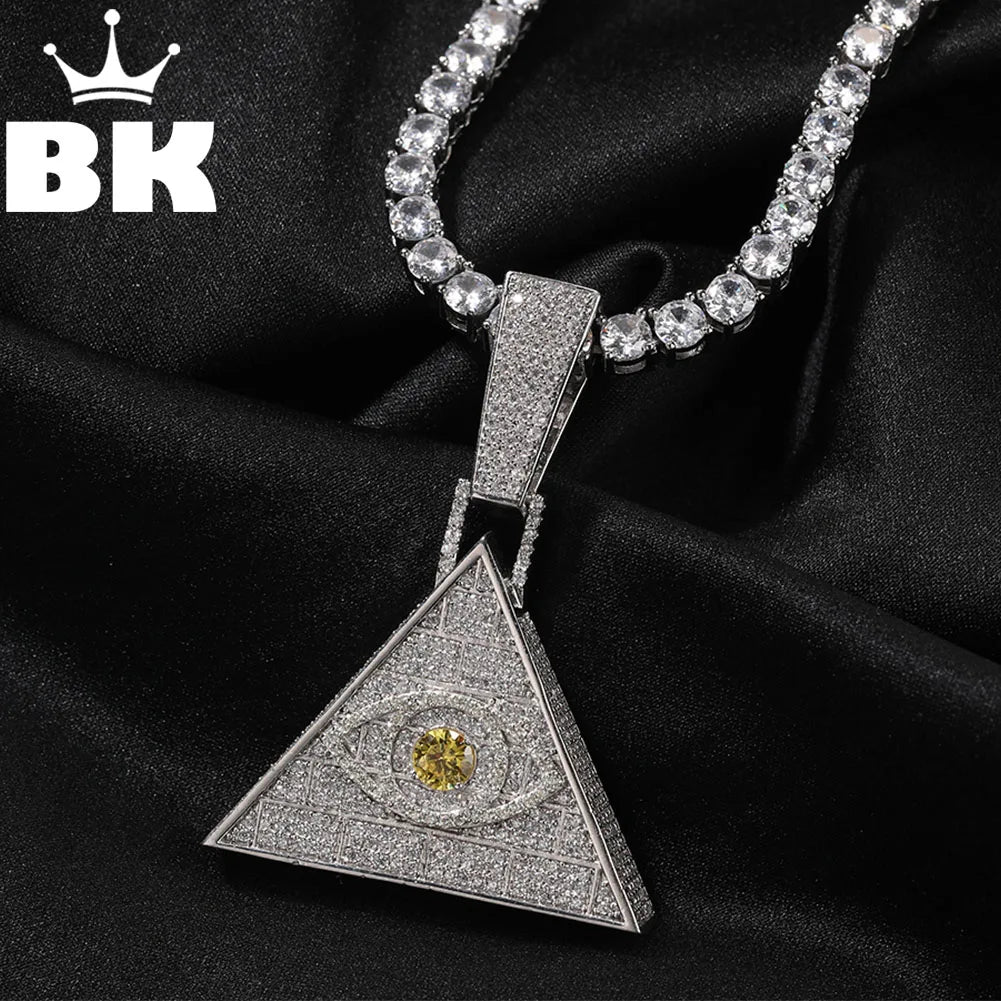 THE BLING KING Pyramid Horus Eyes Pendant Necklace Twist Chain Micro Paved Cubic Zirconia Gold Plated Mens Hip Hop Jewelry Gifts