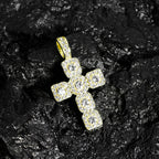 Iced Out Cross Pendant Necklace — 4mm Tennis Chain, Two-Tone