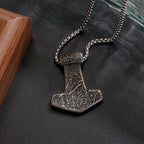 Mjolnir Thor Hammer Box Chain Pendant Necklace — Stainless Steel