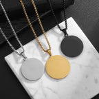 Classic Simple Glossy Stainless Steel Round Pendant Necklace Suitable for Men Women Fashion Diy Jewelry Gifts