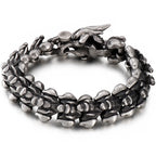 Punk Rock Chinese Loong Dragon Head & Body Chain Bracelet for Man Matte Brushed Stainless Steel Bracelets Men's Male