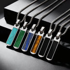 Natural Stone Healing Pendant — Stainless