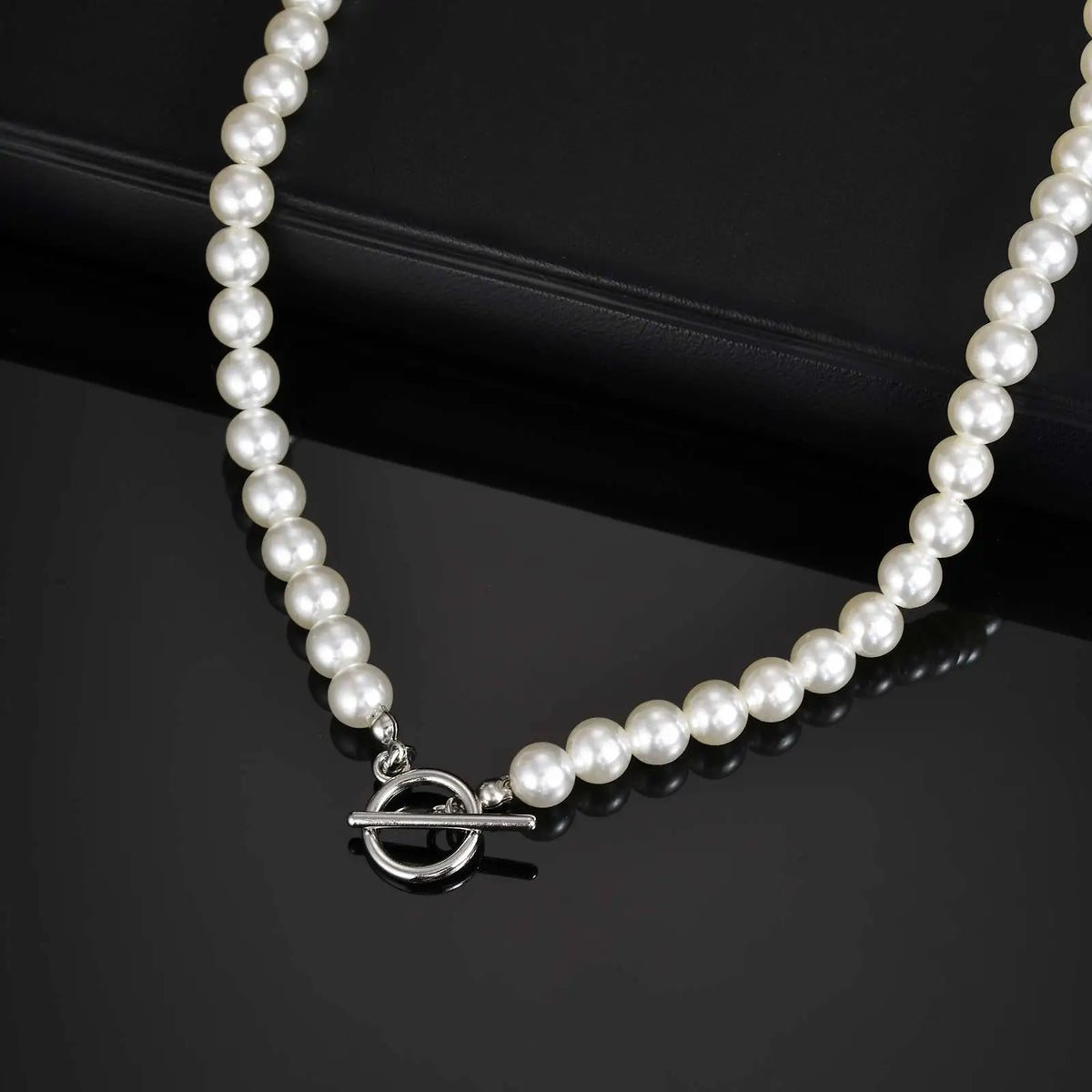Imitation Pearl Beaded Necklace — OT Buckle Neck Chain