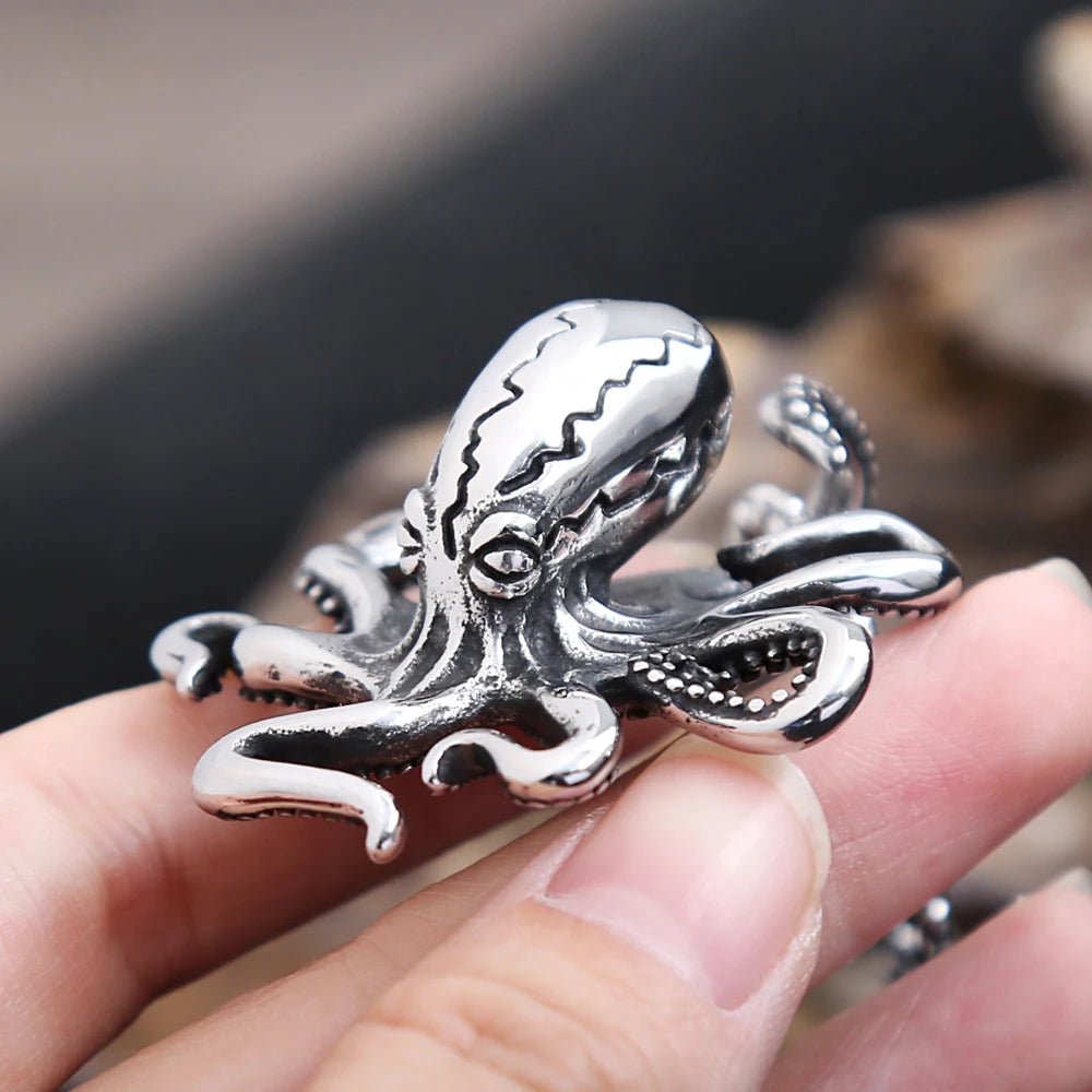 High Quality Punk Stainless Steel Big Octopus Pendant Necklace For Men Classic Deep Sea Animal Necklaces Fashion Jewelry Gifts