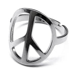 Peace Symbol Silver Ring — Stainless Steel