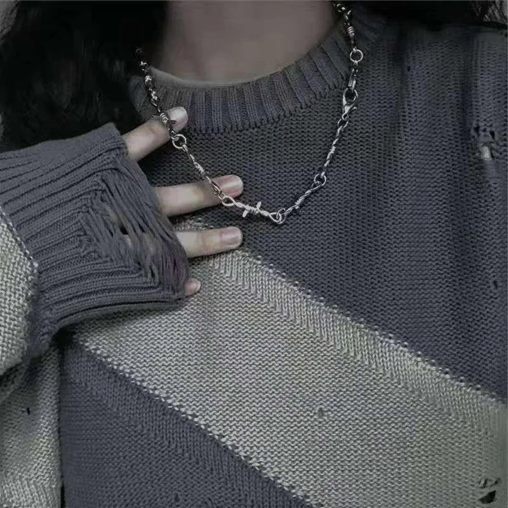 Gothic Barbed Wire Pendant Necklace