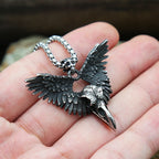 Vintage Punk Raven Skull Pendant Black Stainless Steel Wing Necklace Men Biker Unique Animal Amulet Jewelry Gifts