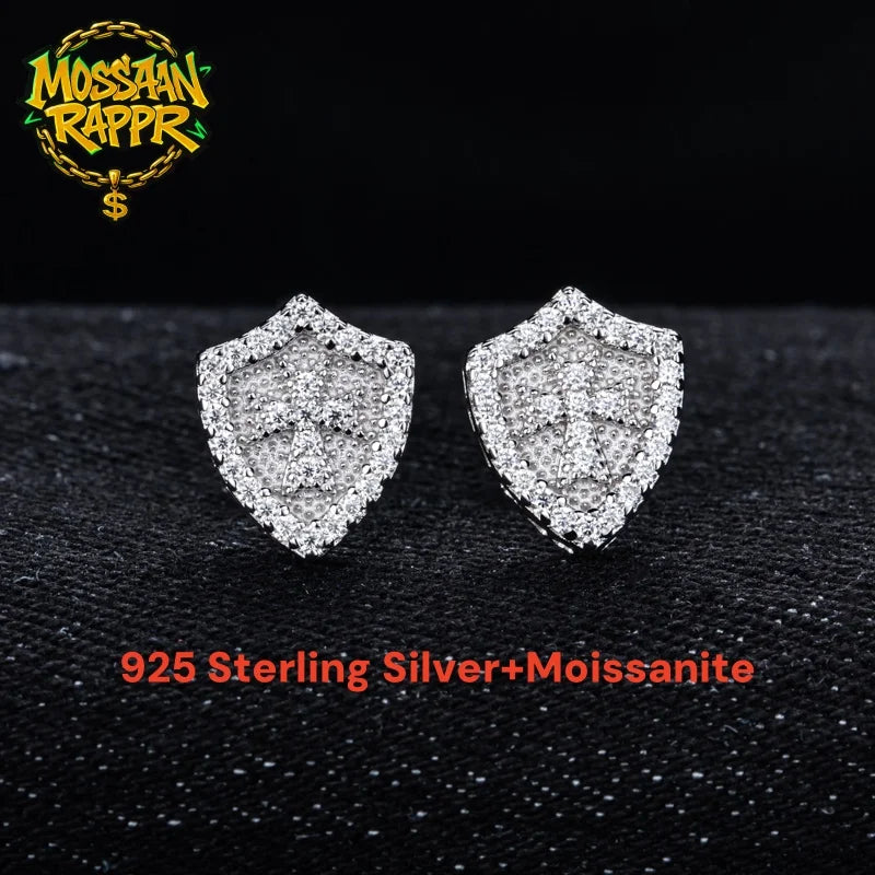 Iced Out Cross Stud Earrings — 925 Silver