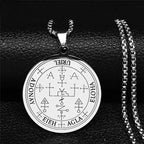Angel Raziel Silver Pendant Necklace — Stainless Steel