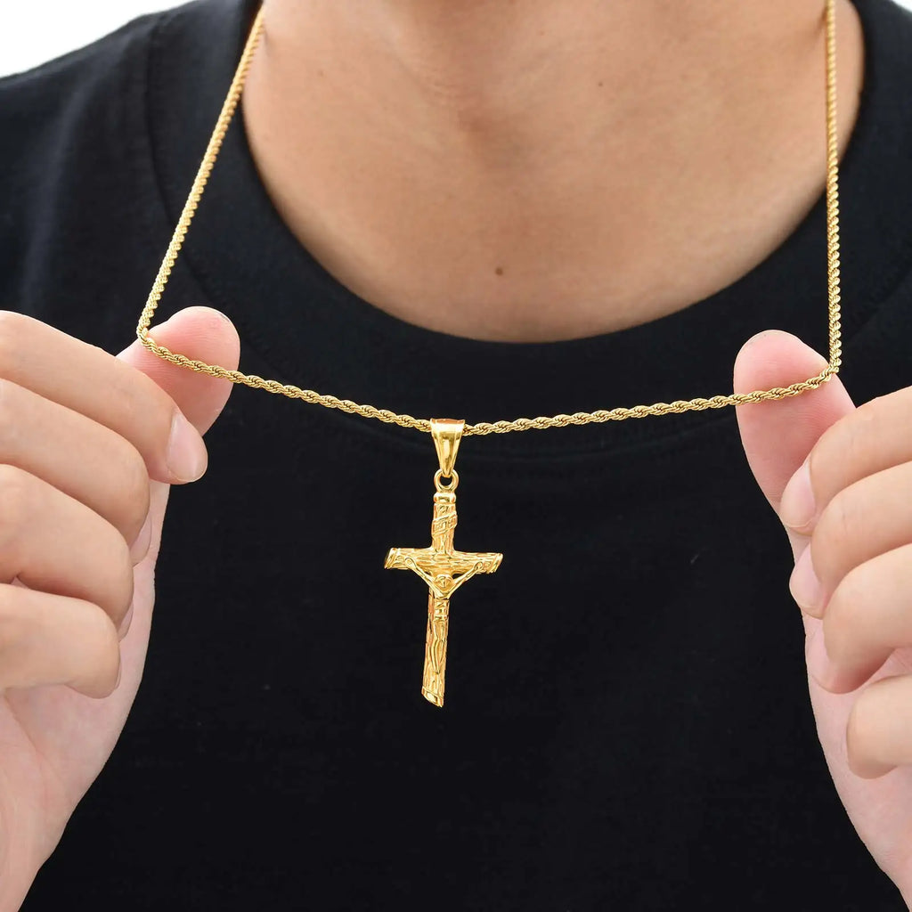 Religious Cross Jesus Pendant Necklace for Men Women, Non-Fading Stainless Steel Chains Choker, Prayer Faith Jewelry