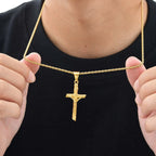 Religious Cross Jesus Pendant Necklace for Men Women, Non-Fading Stainless Steel Chains Choker, Prayer Faith Jewelry