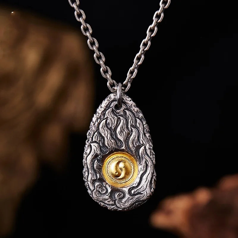Original Van Gogh sunflower sunflower men's necklace high sense pendant nautical compass retro fashion trend pendant