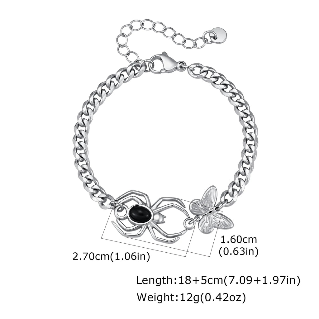 Gothic Spider Butterfly Chain Bracelet for Men — Stainless Steel