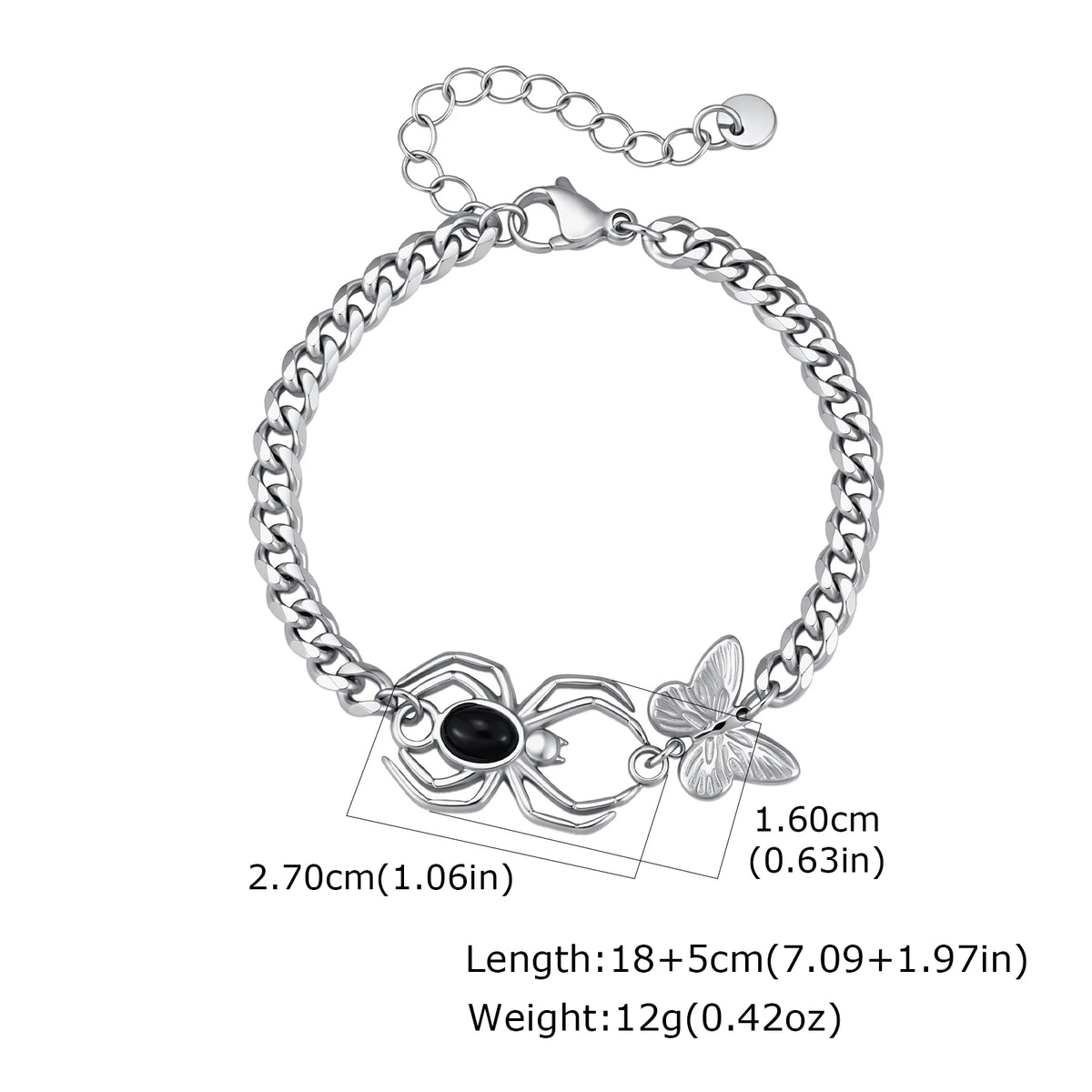Gothic Spider Butterfly Chain Bracelet for Men — Stainless Steel
