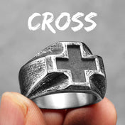 Vintage Black Cross Amulet Ring for Men — Stainless Steel
