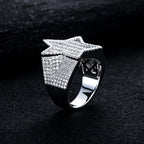Iced Out Pentagram Ring — 14K Gold