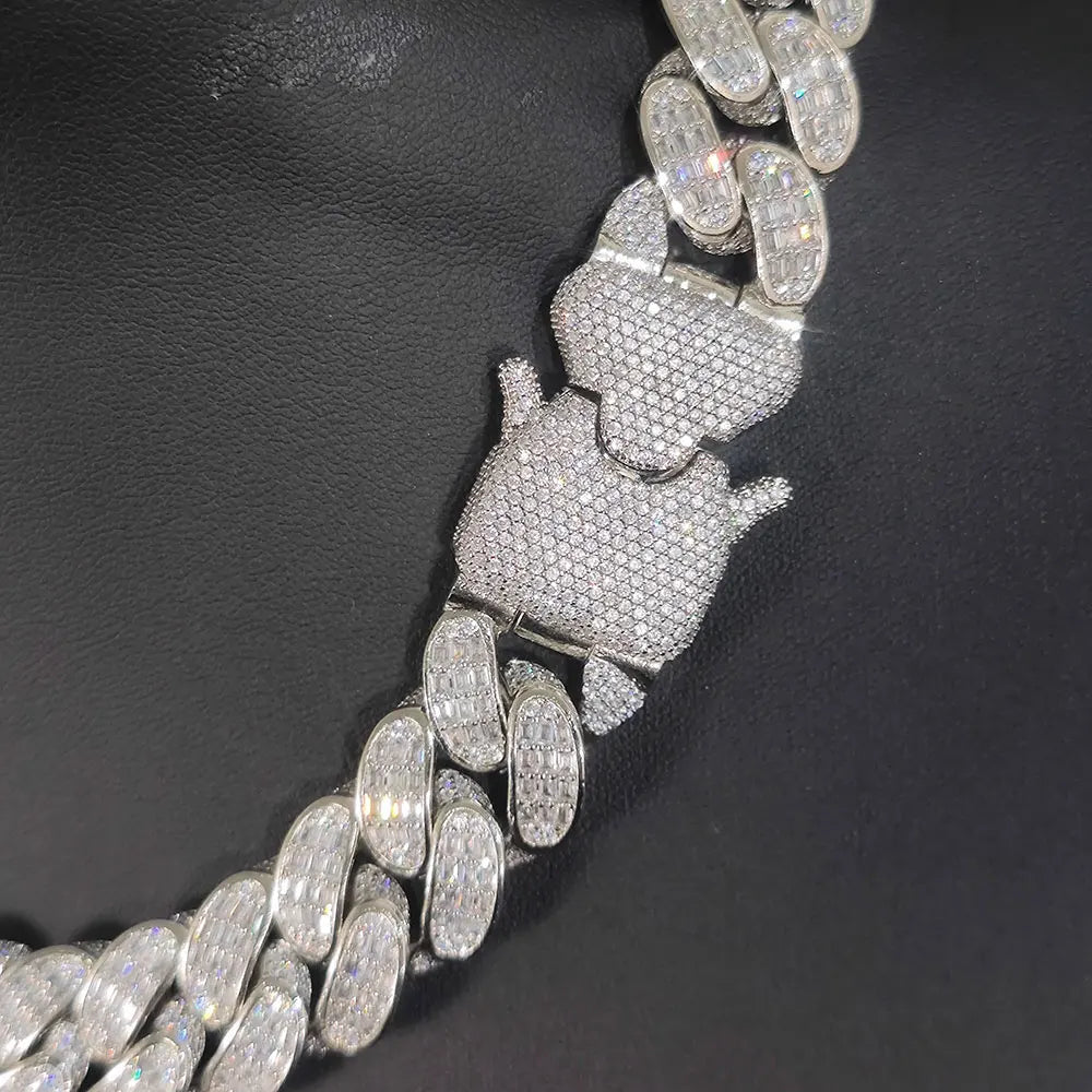 Iced Out Cuban Chain Necklace Stainless Steel 18MM