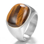 Fashion Men's Stainless Steel Ring Punk Retro Style Eye Decoration Brown Ring Classic Trendy Party Jewelry