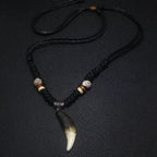 Wolf Tooth Necklace Man Fashion Ornaments Black rope Rock Pendant Ethnic Style Retro