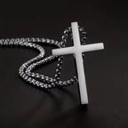 2026 Hip Hop Trend Cross Pendant Necklace for Men Punk Silver Color Titanium Steel Chain Versatile Street Jewelry Accessories
