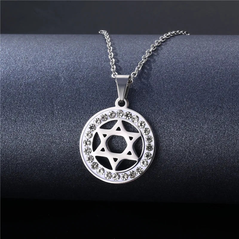 Minimalist Vintage Star of David Necklace Stainless Steel Jewish Symbols Necklace Men's Religious Amulets Jewelry Gifts