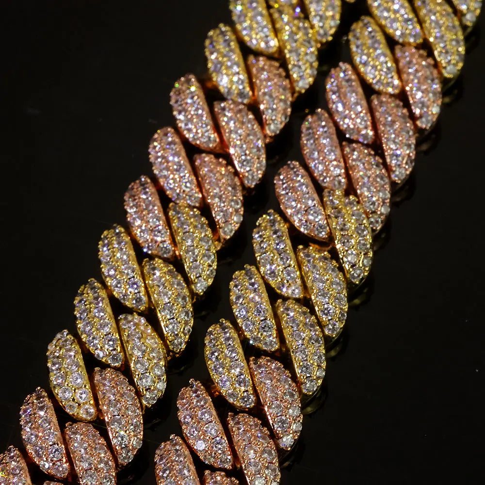 Rose Gold Cuban Chain Necklace Iced Out 10MM