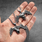 Skull Gothic Wings Pendant Necklace Stainless Steel