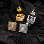 Gold Color Earrings For Men Women Punk Silver Color Square Cubic Zirconia Earings Sparkling Jewelry Gift For Male