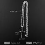 Vintage Nail Spike Cross Pendant Necklace — Stainless Steel