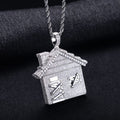 Iced Out House Pendant — 14K Gold