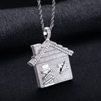 Iced Out House Pendant — 14K Gold