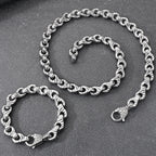 Vintage Solid Stainless Steel Handcuffs Style Link Chain Man Bracelet Necklace for Men Punk Rock Jewelry Accessory 1