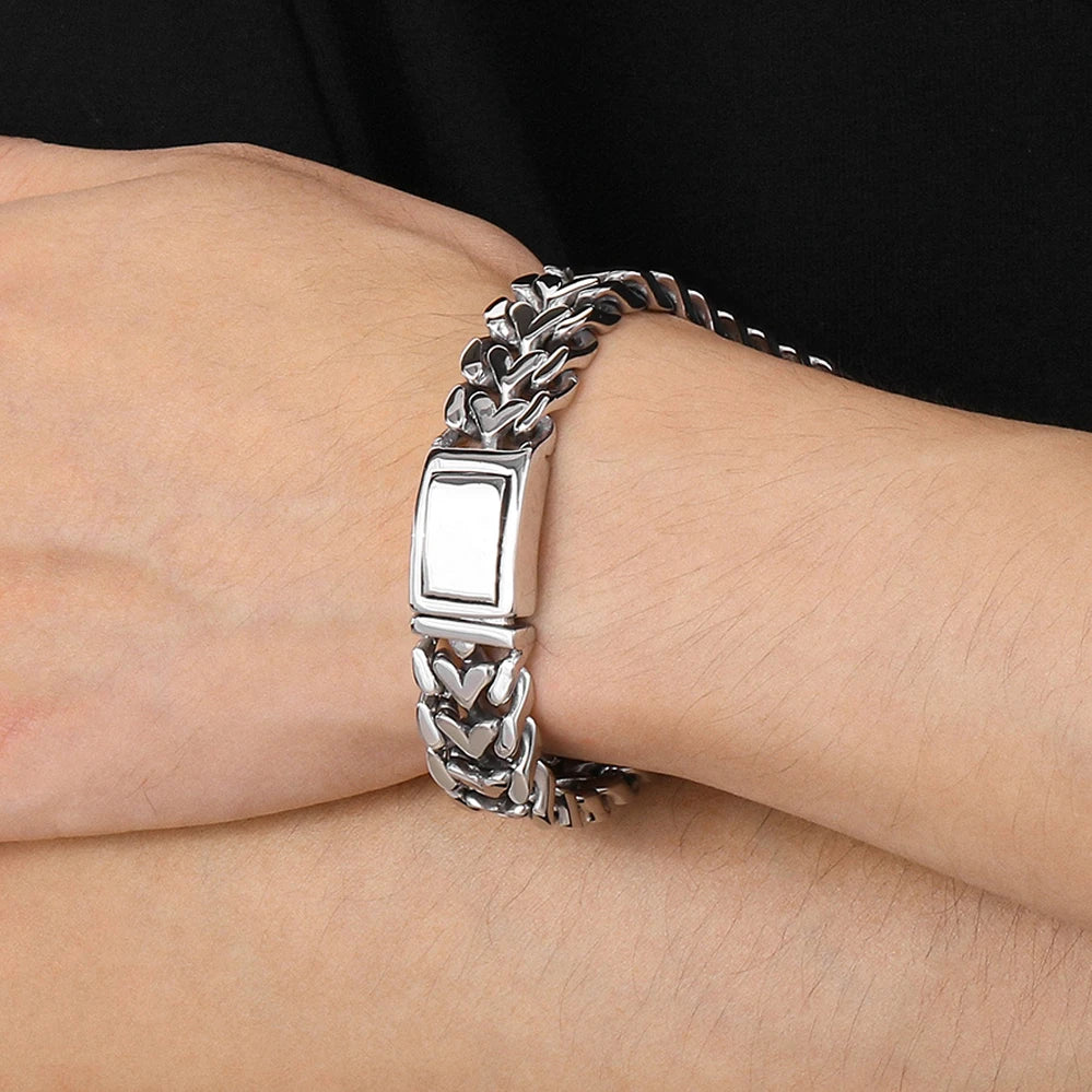 Polished 316l Stainless Steel Bracelet for Men 16MM Chain Link Men's Wrist Arm Jewelry Birthday Gifts for Boys Him