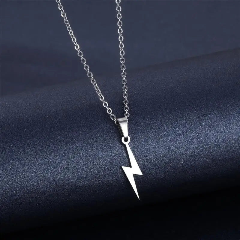 Lightning Pendant Necklace Chain 304 Stainless Steel Necklace for Women Men Party Ornament Jewelry Gift