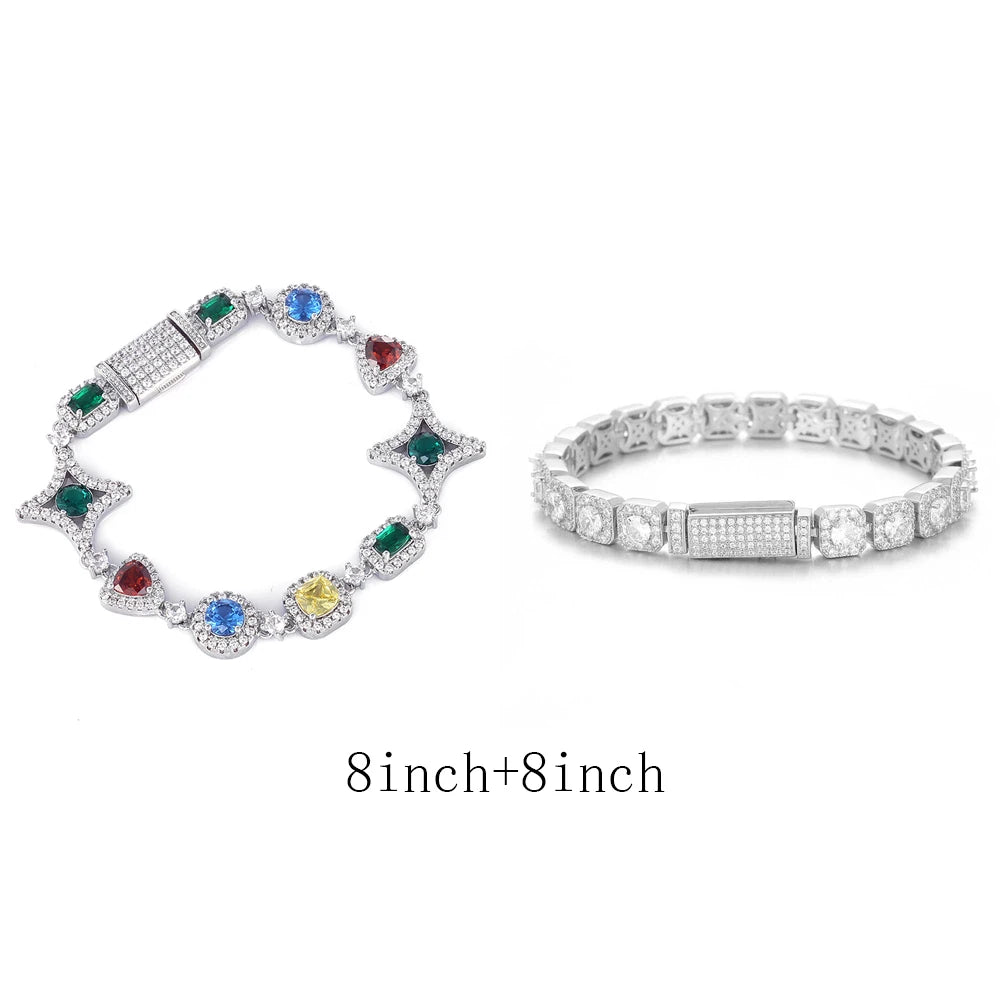 Star Tennis Bracelet Iced Out Colorful CZ