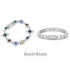 Star Tennis Bracelet Iced Out Colorful CZ