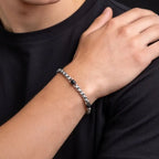 Fashion Simple Black Zircon Charm Bracelet for Men, Adjustable Waterproof Stainless Steel Chain Bracelets, Punk Stylish