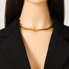 GANEMLY 316L Stainless Steel Asymmetry Chain Necklace For Women Gold Color Thick Chunky Collar Neck Chain Rust Proof Jewelry