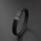 Vintage Punk Hand Woven Three Layer Leather Black Beaded Bracelet Magnetic Bracelet Clasp Men\\'s Charm Business Event Jewelry