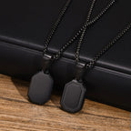 Vnox Geometric Pendant Necklaces For Boys,Stainless Steel Simple Square Dog Tag Men Necklaces,Retro Collar Jewelry Gift