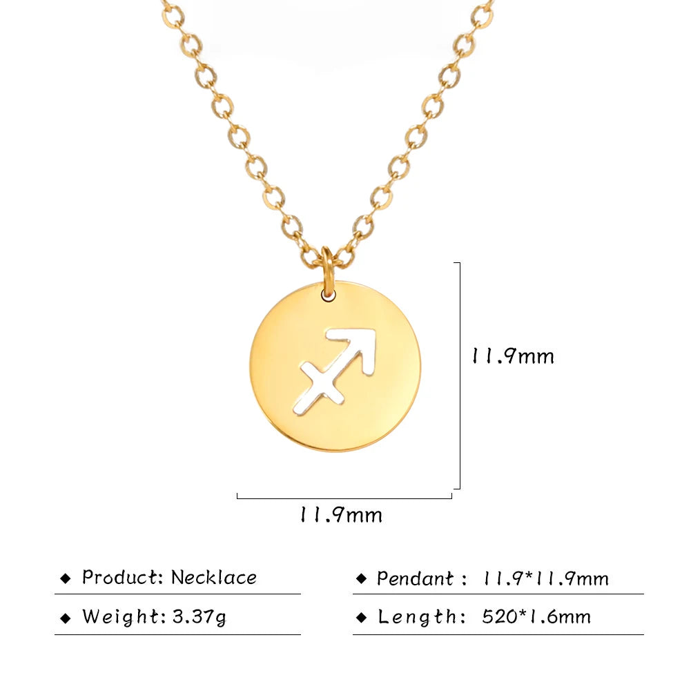 Kkjoy Stainless Steel Star Zodiac Sign Necklaces 12 Constellation Choker Pendants Necklace Aries Libra Leo Collier Birthday Gift