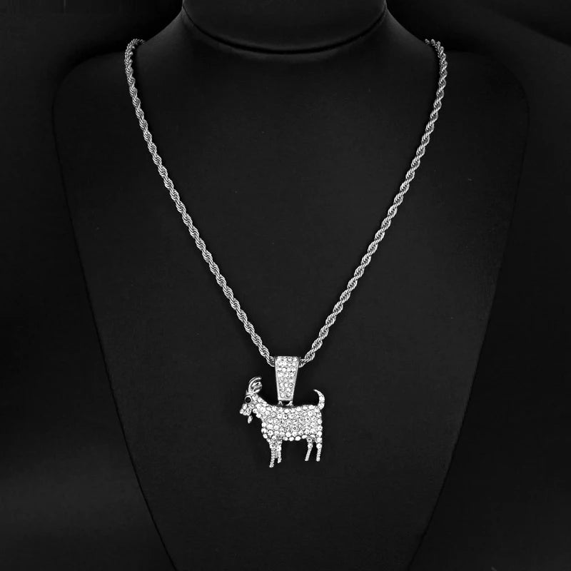 Fashion Gold Goat Pendant Necklace Hip Hop Tennis Chain Necklaces For Women Mens Gifts Motivation Jewelry